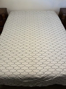 West Elm Geo White and Gray Cotton Queen Size Duvet Cover Texture Organic Cotton - Picture 1 of 8