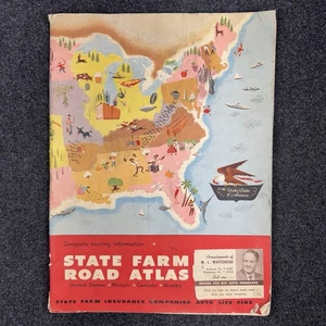 Mapa Atlas de carreteras de State Farm de colección 1957 años 50 grande 12” X 16” - Imagen 1 de 18
