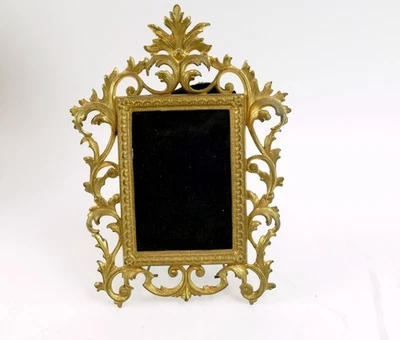 Antique Gold Gilt Art Nouveau Rococo Brass Standing Picture Frame - Image 1 of 4