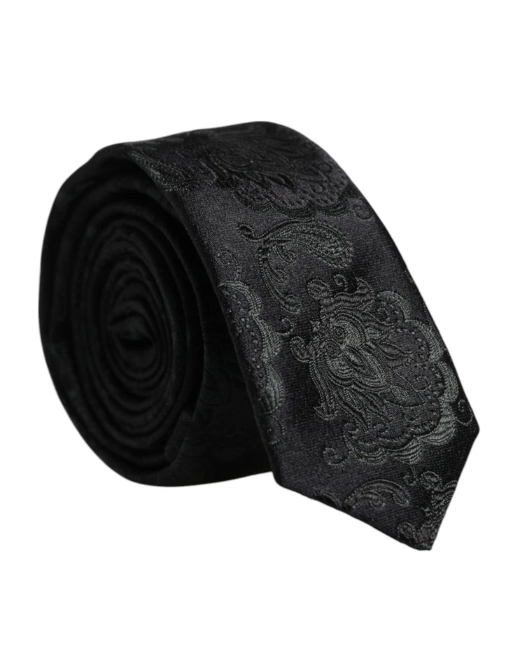 Auténtica corbata Dolce & Gabbana verde oscuro floral seda cuello ajustable para hombre Foto 1 de 4