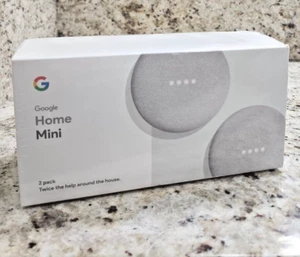 2-Pack Google HOME MINI Smart Speaker with Google Assistant Chalk NEW SEALED - Picture 1 of 3