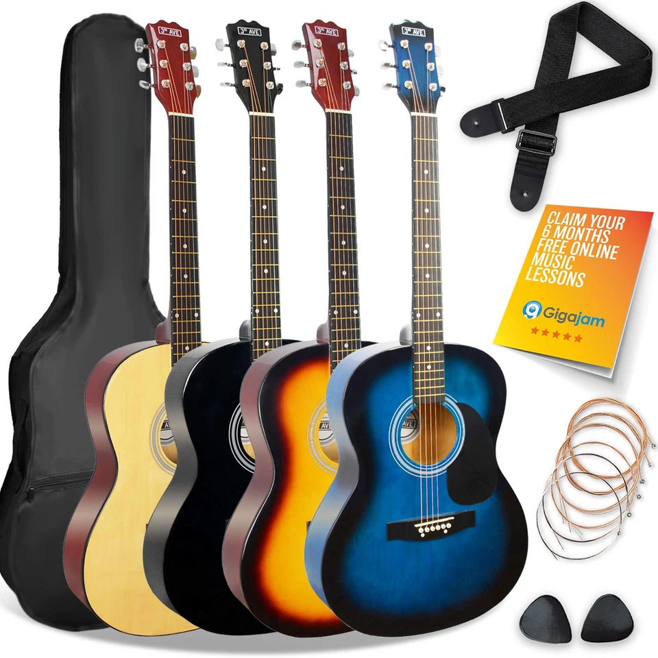 Acoustic Guitar Full 4/4 Size with Gigbag, Strap, Strings & Picks - 3rd Avenue