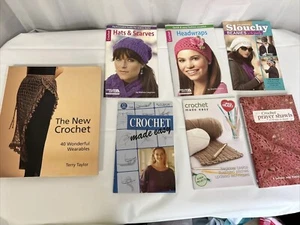 Lot of 7 Crochet Pattern Books Beanies, Shawls, Gifts, Hats, Wearables Plus - Picture 1 of 19