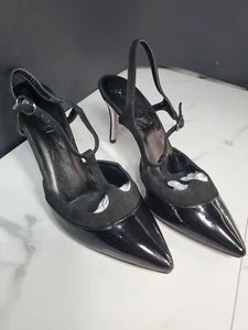 Vaneli Black Leather Strappy 3" Heels Pump Sandal 8.5M - Picture 1 of 8