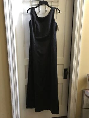 Nuevo con etiquetas Vestido Formal Michaelangelo Para David Novia Negro Satén Botón Espalda Talla 10 Foto 1 de 4