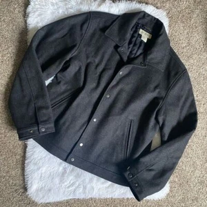 J Crew Coat Snap Down Wool Nylon Winter Lined Pockets Professional Mens Sz Large - Picture 1 of 11