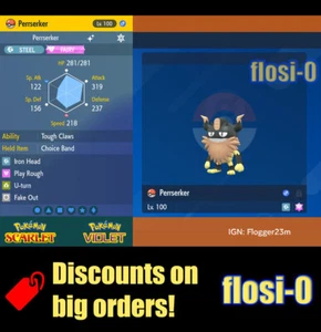 6IV Shiny Perrserker Pokemon Scarlet and Violet - Picture 1 of 1
