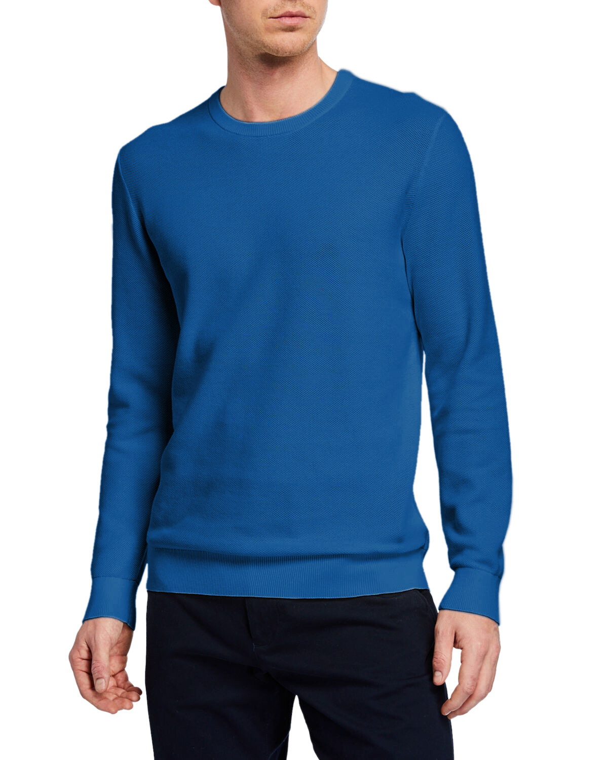 Theory Crewneck Sweater in Piqué Cotton - Blue - XL