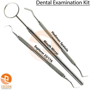 Dental Teeth Examination Kit Explorer Heidman Spatula Mirror Dentist Pick Tools - Picture 1 of 4