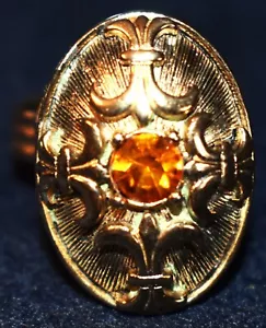 Vintage 80er Jahre Luzier Parfum Ring goldfarben mit rundem Citrin Farbstein, neuwertig - Bild 1 von 10