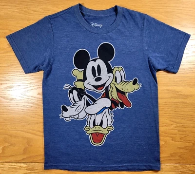 Mickey Mouse T-shirt Youth Medium Blue White Kids Disney Donald Duck Pluto Goofy - Image 1 of 4