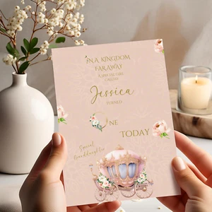 Tarjeta de cumpleaños personalizada castillo princesa para hija niñas niños niños - Imagen 1 de 4