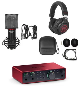 Focusrite Scarlett 2i2 4. generacji USB interfejs audio nagrywanie + mikrofon + słuchawki - Zdjęcie 1 z 12