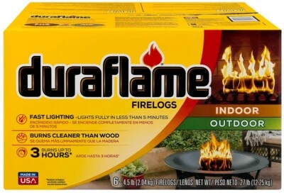 Duraflame 4,5 lb luz rápida interna externa para acampamento, fogueiras, pacote com 6 - Imagem 1 de 4