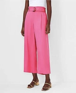 Ann Taylor Hot Pink Wide Leg Belted Trouser Pants Size Small Petite - Picture 1 of 7