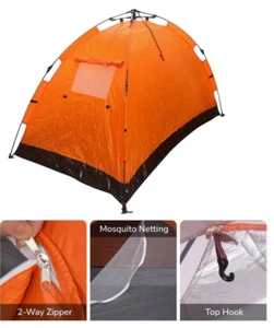 Tienda de campaña emergente instantánea 1-2 personas configuración rápida ligera portátil naranja - Imagen 1 de 6