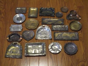 Lot 20 Antique Vintage Metal Ashtray Trinket Dishes Souvenir Travel Japan - Picture 1 of 16