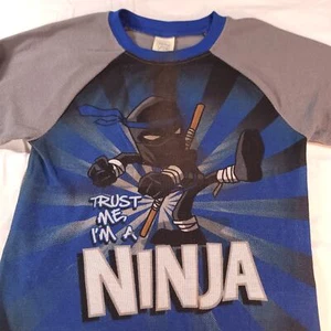 Faded Glory Trust Me Im A Ninja Long Sleeve T-Shirt Youth Boys Size Small S Blue - Picture 1 of 9