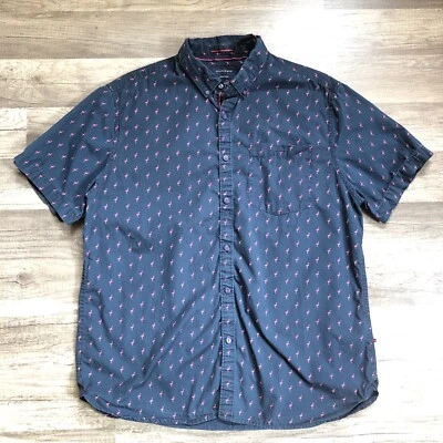 Рубашка на пуговицах мужская Cactus Man с принтом фламинго размер XL приталенная синяя - Изображение 1 из 4