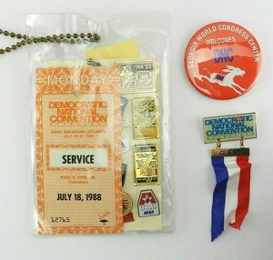 1988 Democratic Convention Lot Pins Ribbon Guest 