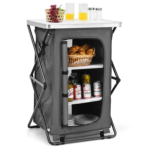 Patiojoy Portable Outdoor Camping Storage Cabinet Folding Organizer Kitchen - Picture 1 of 8