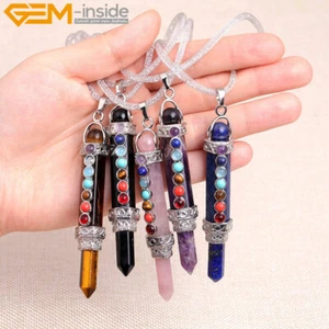 Necklace Healing Pendant 7 Chakra Amethyst Lapis Lazuli Reiki Stone Jewelry - Picture 1 of 32