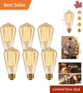 Vintage Edison Light Bulbs - Dimmable Energy Efficient ST64 - Warm Glow - 6-Pack - Picture 1 of 9