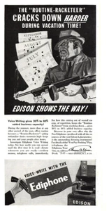 1937 Ediphone: Routine Racketeer Cracks Down Harder Vintage Print Ad - Picture 1 of 1