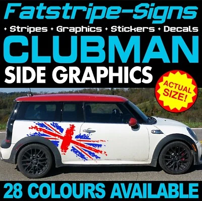 per adattarsi a MINI CLUBMAN UNION JACK BANDIERA GRAFICA RIGHE DECALCOMANIE ADESIVI CLUBVAN - Immagine 1 di 2