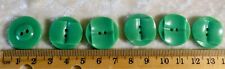 6 Vintage 2 Hole 21 mm Green Art Deco Plastic Buttons