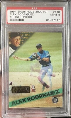 PSA 9 MINT ALEX RODRIGUEZ 1994 Sportflics Rookie & Traded RC Artist’s Proof - Image 1 of 2