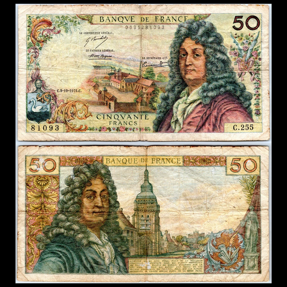 Oct 1974 France 50 Fifty CINQVANTE Francs Racine Pick 148d - COMBINED POST - image 1 of 1