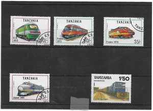 lot de Timbres TANZANIE sur les Trains / Locomotives / chemins de fer - Picture 1 of 1