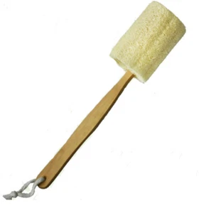 Wooden Natural Sponge Loofah Back Scrubber Brush Bath - Picture 1 of 2