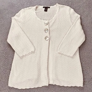 Blusa Larry Levine Mujer Tejida 3 Botones Talla XL Algodón Mezcla Acrílico Manga 3/4 - Imagen 1 de 9