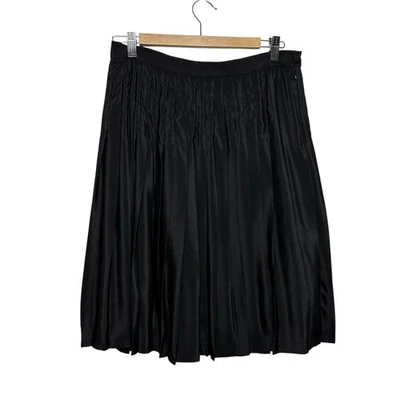 Falda Preppy Negra Plisada De Colección Para Mujer Talla 10 Georgette Midi Navidad Cremallera Sedosa Foto 1 de 4