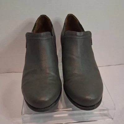 Botines de cuero gris Natural Soul para mujer con cremallera lateral tacón bloque talla 10M Foto 1 de 4