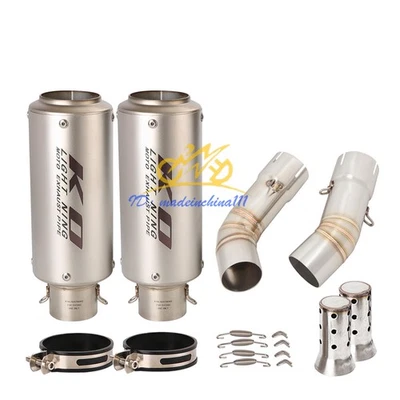 Para Ducati 848 1098 1198 51mm Puntas de escape Tubo de enlace medio Negro Silenciador Escape Foto 1 de 4