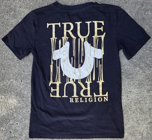 True Religion Youth Graphic Dripping Gold Letters Two Sided T-Shirt Boys Size M - Picture 1 of 3