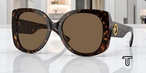 VERSACE VE4387 108 73 Havana Dark Brown 56 mm Women's Sunglasses - Picture 1 of 7