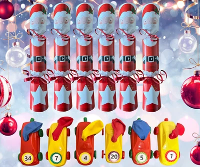 DAVEMAGIC Christmas Crackers Fun Novelty Games Balloon Racing Cars Limited Edition x 6