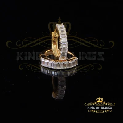 1.66ct Moissanite Baugutte Yellow 925 Sterling Silver Women's Hoop Earrings - Image 1 of 4