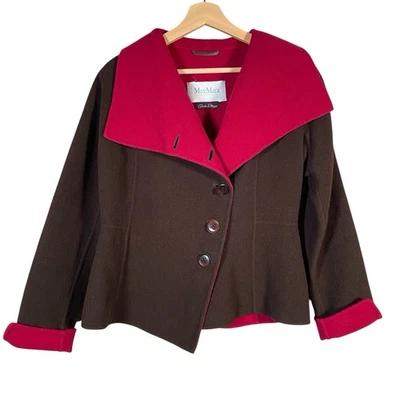 Abrigo asimétrico de lana y angora cosido a mano Max Mara talla S chaqueta de invierno Foto 1 de 4