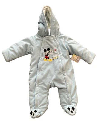 Disney Baby Mickey Mouse Winter Fleece Lined Hooded Snowsuit Size 0-3 months - Image 1 of 4