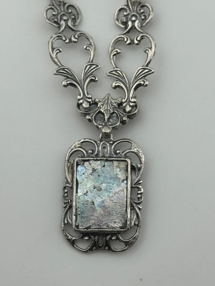 Collar de cristal romano de plata de ley Or Paz Israel Foto 1 de 4