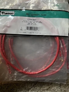 PANDUIT UTPCH3RDY Cat 5e 24 AWG UTP Copper Patch Cord, 3 ft, Red (11 in a pack) - Picture 1 of 3