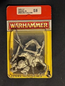 Dark Elf General on Armoured Cold One - Warhammer Fantasy - 90s - OOP - Metal - Picture 1 of 2