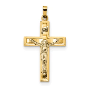 14k Two-tone Gold Polished INRI Crucifix Pendant XR1651 - Picture 1 of 1