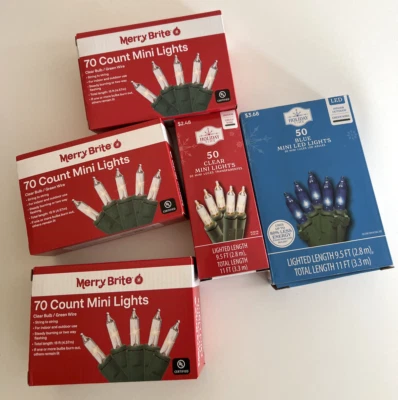 LOTE DE 5 Mini Luzes de Natal Lâmpada Transparente e Azul, Fio Verde, NOVO! LEIA - Imagem 1 de 4