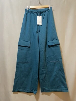NWT ZARA Women Drawstring Hi-Rise Wide-Leg Lounge Cargo Sweatpants Size S Green - Image 1 of 4